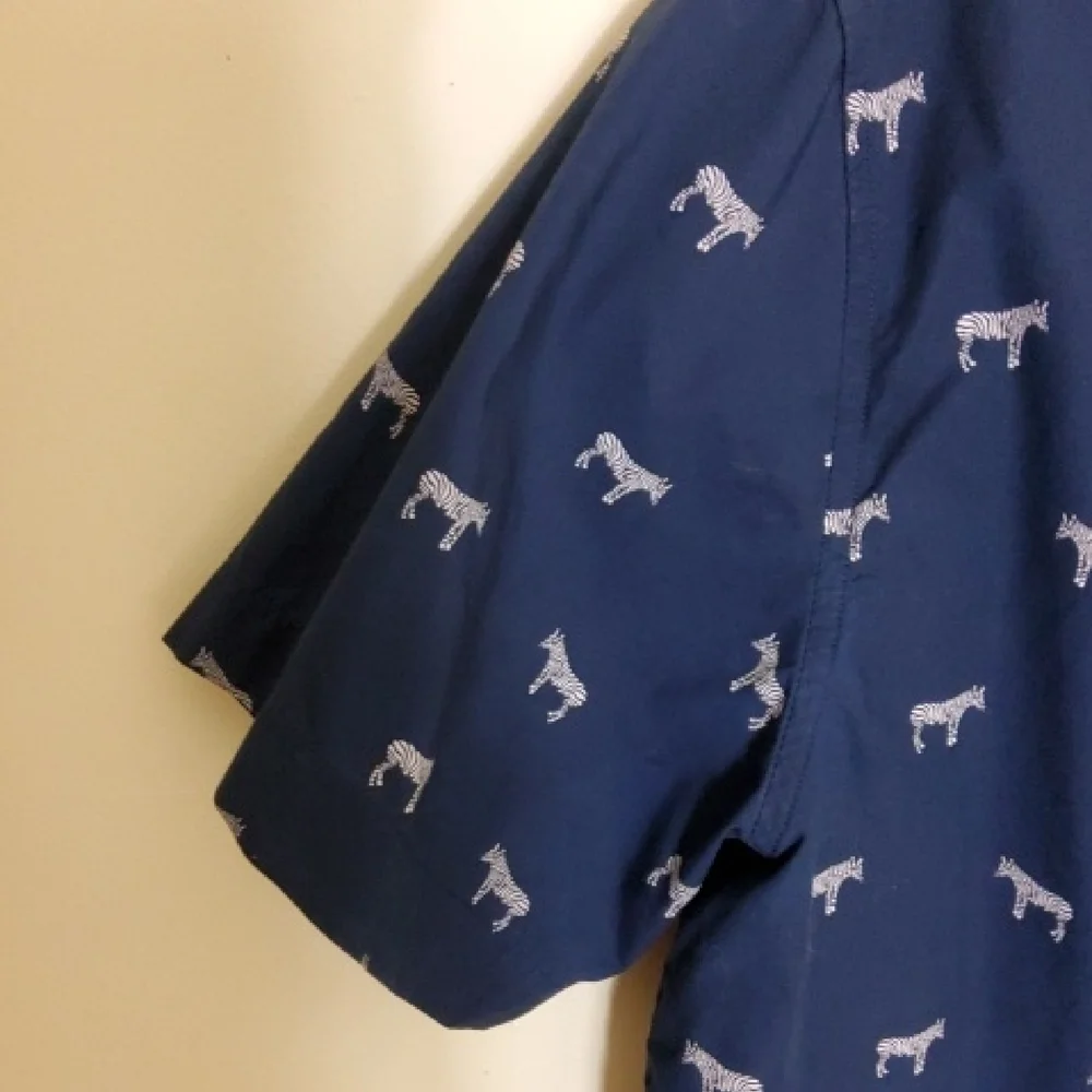 Banana Republic Navy Blue Shirt with White Animal Pattern